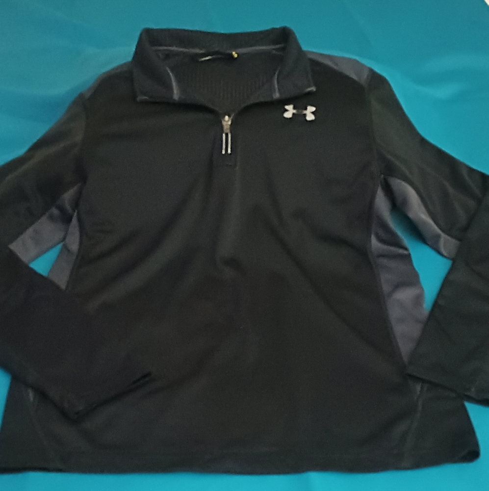 Under Armour Women's Fitted Running 1/4 Zip Pullover Size M Black/Gray Pre-owned